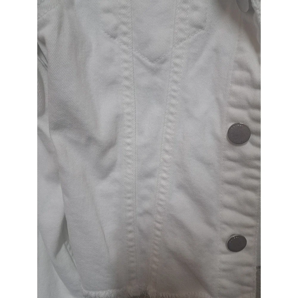 DL1961 White Cropped Denim Jacket Women's Medium Frayed Hem Stretch - Picture 5 of 6
